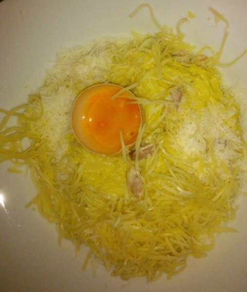 Courge spaghetti à la carbonara